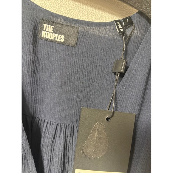 The Kooples NEW Long Sleeve 100% Silk Dress Navy Size FR 2/US Med MSRP $715 - Picture 7 of 12